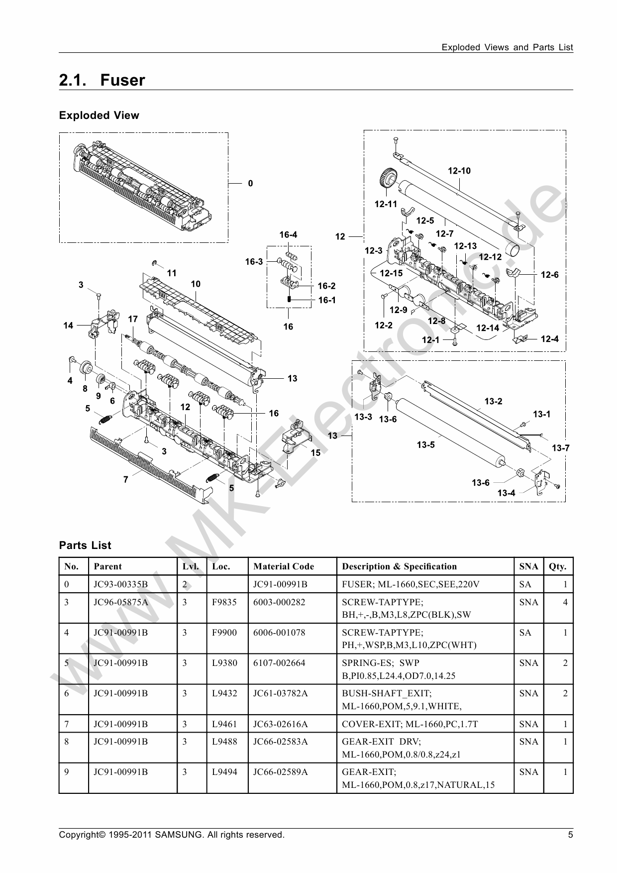 Samsung Laser-Printer ML-1860 Parts Manual-2